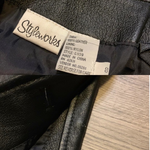 Vintage Style Works Black Size 8 Genuine Leather Button Up Skirt. - Picture 4 of 4